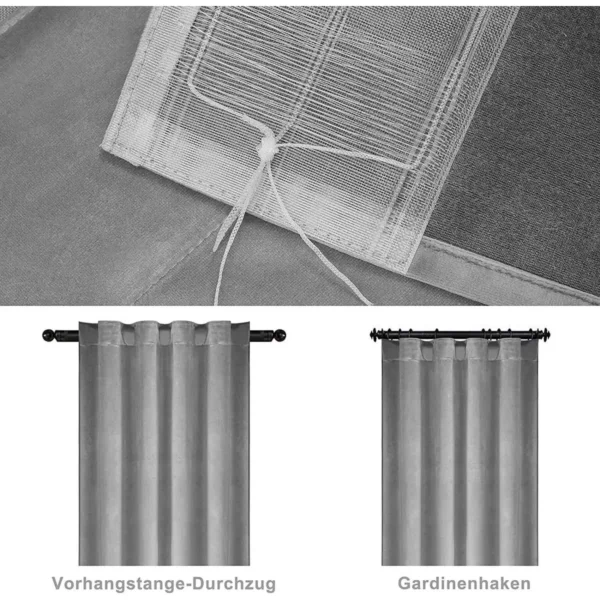 Verduisteringsgordijn Met Ruchesband (2 Stuks) Grijs 140x225 Cm 3