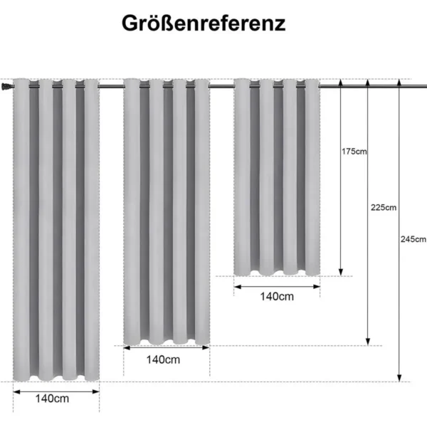 Verduisteringsgordijn Ondoorzichtig Met Oogjes Tweekleurig 300g/m² (1 Stuk) Lichtgrijs 140x245 Cm 8