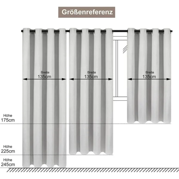 Verduisteringsgordijnen Ondoorzichtig Met Oogjes, 360g/m² Dik Linnenlook (1 Stuk) Wit 135x175 Cm 7