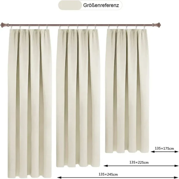 Verduisteringsgordijnen Ondoorzichtig Met Ruchesband, 360g/m² Dik Linnenlook (1 Stuk) Crème 135x175 Cm 7