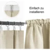 Verduisteringsgordijnen Ondoorzichtig Met Ruchesband, 360g/m² Dikke Linnenlook (1 Stuk) Crème 135x245 Cm 3