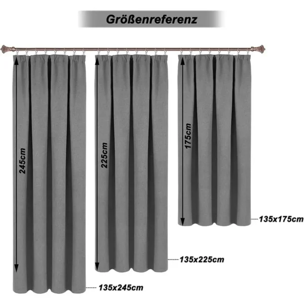 Verduisteringsgordijnen Ondoorzichtig Met Ruchesband, 360g/m² Dikke Linnenlook (1 Stuk) Donkergrijs 135x175 Cm 7