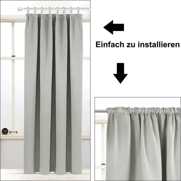 Verduisteringsgordijnen Ondoorzichtig Met Ruchesband, 360g/m² Dikke Linnenlook (1 Stuk) Lichtgrijs 135x175 Cm 3