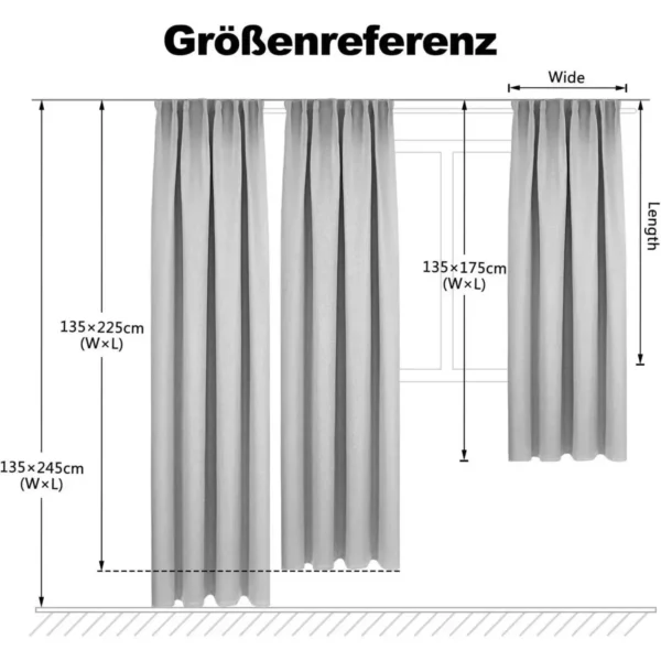 Verduisteringsgordijnen Ondoorzichtig Met Ruchesband, 360g/m² Dikke Linnenlook (1 Stuk) Wit 135x175 Cm 7