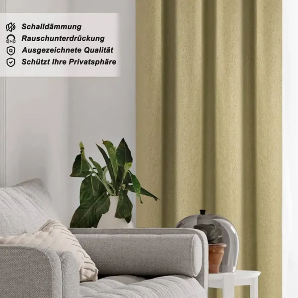 Verduisteringsgordijnen Ondoorzichtig Met Ruchesband, 360g/m² Dikke Linnenlook (1 Stuk) Zand 135x175 Cm 5