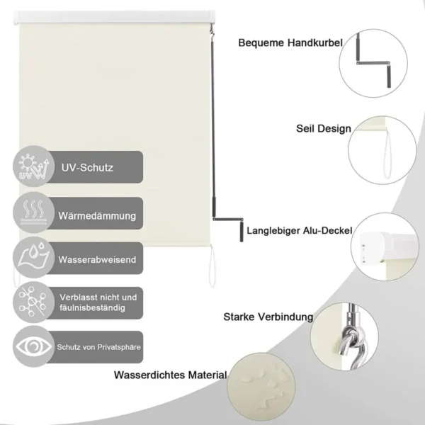 Verticale Luifel Balkonluifel Met Handslinger Beige 100x140 Cm 5