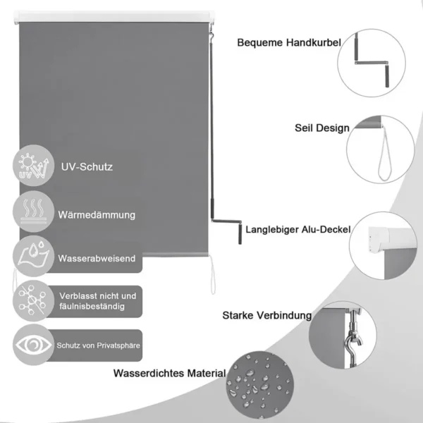 Verticale Luifel Balkonluifel Met Handslinger Donkergrijs 100x140 Cm 5