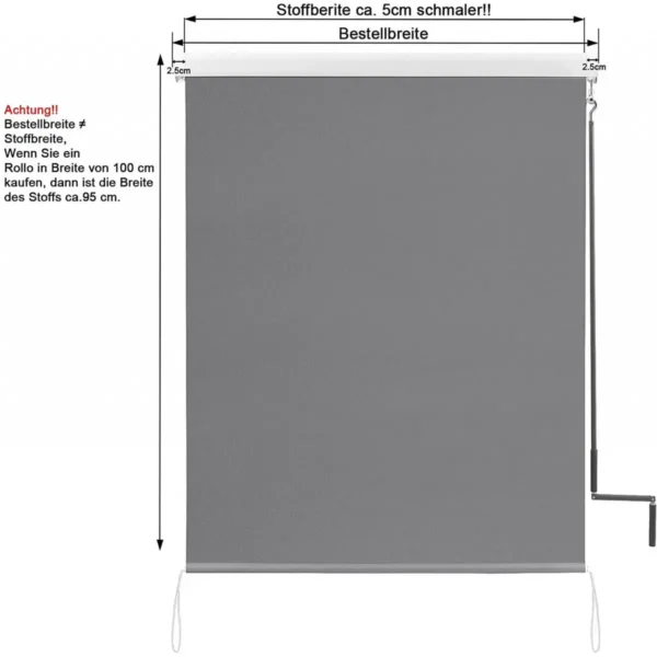 Verticale Luifel Balkonluifel Met Handslinger Donkergrijs 100x240 Cm 7