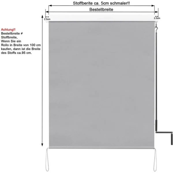 Verticale Luifel Balkonluifel Met Handslinger Grijs 140x140 Cm 7