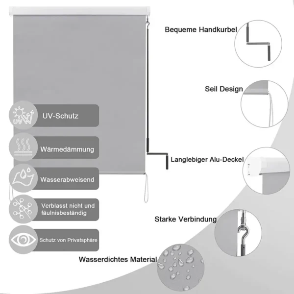 Verticale Luifel Balkonluifel Met Handslinger Grijs 140x240 Cm 5