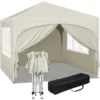 Vouwpaviljoen 3x3 M, Waterafstotende UV-bescherming 50+, In Hoogte Verstelbaar, Met Beige Draagtas 1