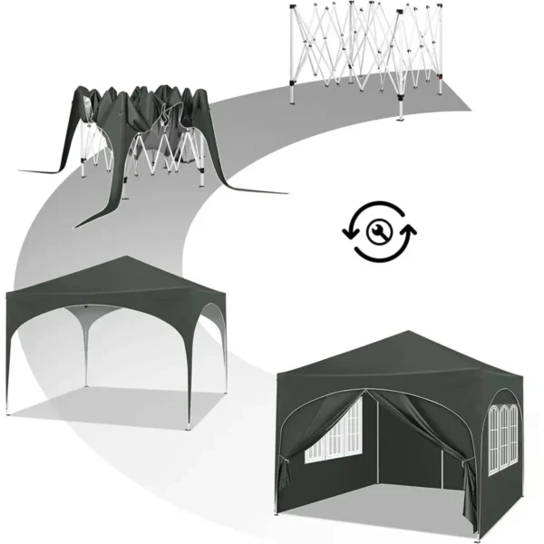 Vouwpaviljoen 3x3 M, Waterafstotende UV-bescherming 50+, In Hoogte Verstelbaar, Met Grijze Draagtas 8