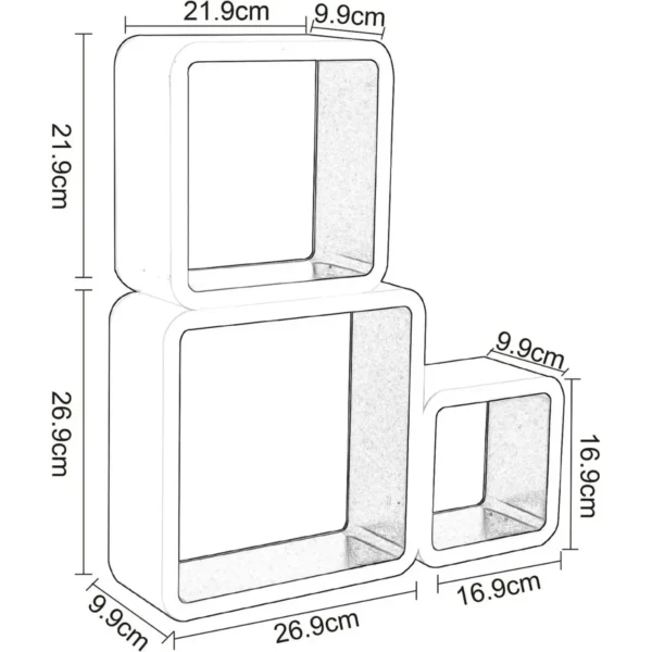 Wandplank Cube CD-plank Set Van 3 Hangplanken Kubus Zwart 3