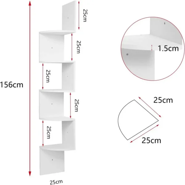 Wandplank Hoekplank CD DVD Boekenkast Zigzag 5 Planken Wit 3