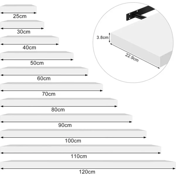 Wandplank Wandplank Vrij Zwevende Plank Houten Plank Wit 100x22,9x3,8cm 3