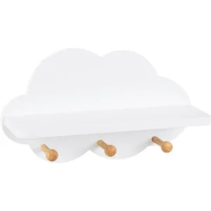 Wandplank Wit, Kinderkapstokhaak, Wolkenplank Met Haken, 36x12x20,5 Cm 1