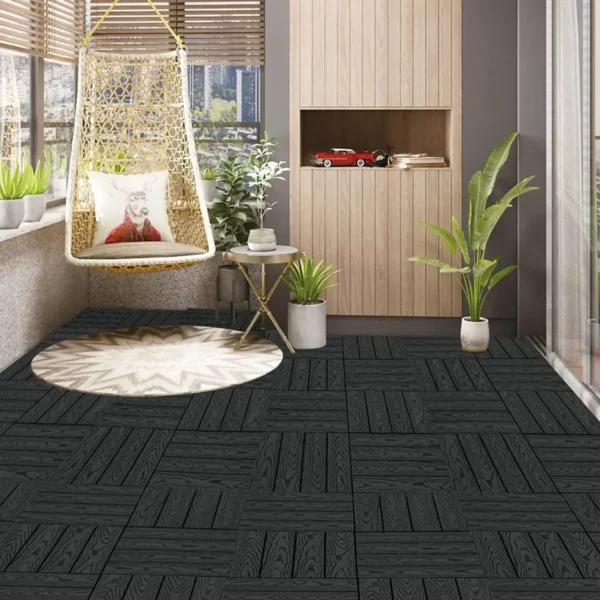 WPC Terrastegels Houtlook, Vloerbedekking Met Kliksysteem, 30x30 Cm 22 Stuks Antraciet 2