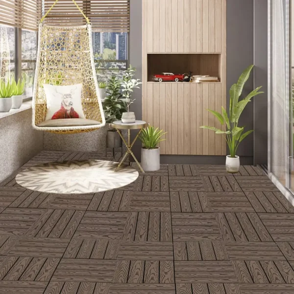 WPC Terrastegels Houtlook, Vloerbedekking Met Kliksysteem, 30x30 Cm 22 Stuks Bruin 2