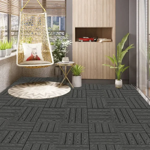 WPC Terrastegels Houtlook, Vloerbedekking Met Kliksysteem, 30x30 Cm 22 Stuks Grijs 2