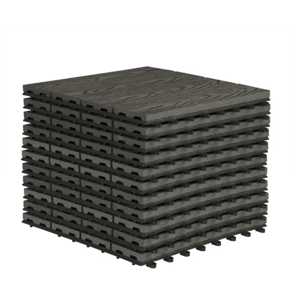 WPC Terrastegels Houtlook, Vloerbedekking Met Kliksysteem, 30x30 Cm 22 Stuks Grijs 5