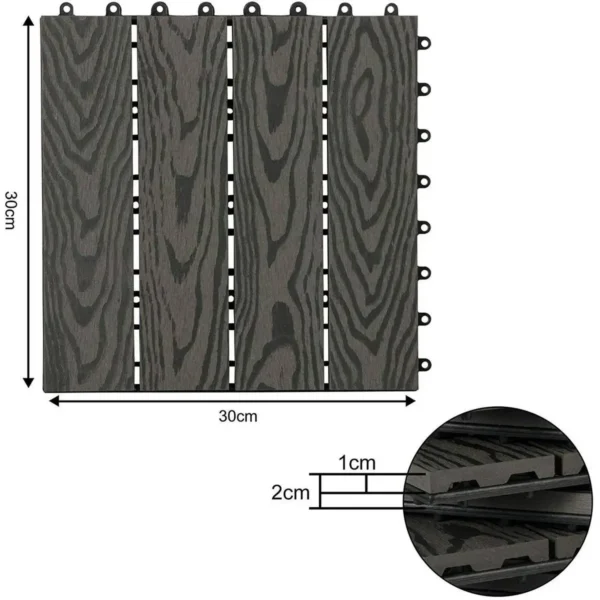 WPC Terrastegels In Houtlook, Vloerbedekking Met Kliksysteem, 11 Stuks Grijs 4