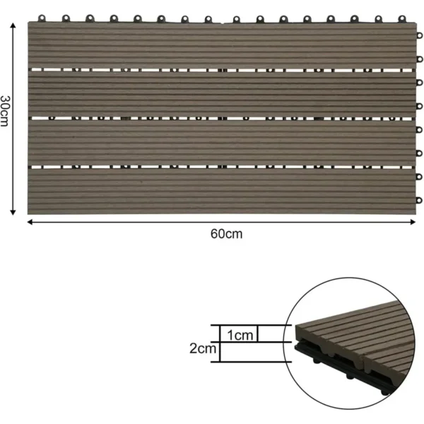 WPC Vlonderplanken Houtlook 30x60cm, Kliktegels (6 Stuks / 1 M²) Coffee 3