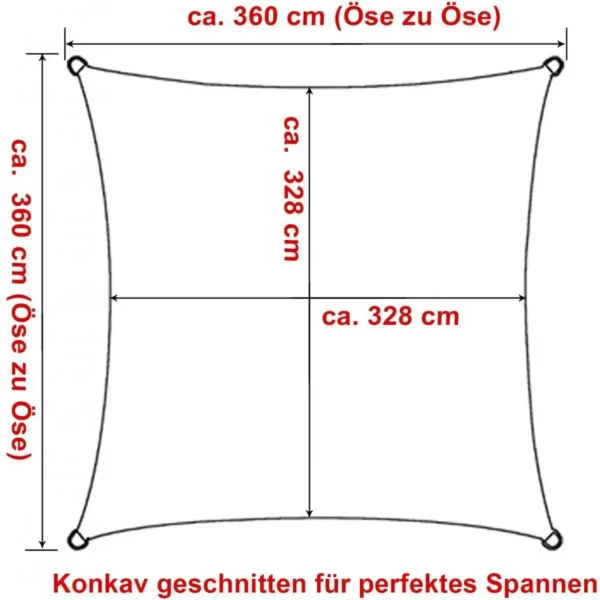 Zonnezeil Zonwering HDPE Windbescherming UV-bescherming Crème 3,6x3,6m 2