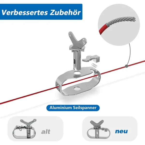 Zwembadzeil Van 200 G/m² PE, Zwembadzeil Met Ogen, Staalkabel, Aluminium Sluiting, Blauw, Φ 305 Cm 5