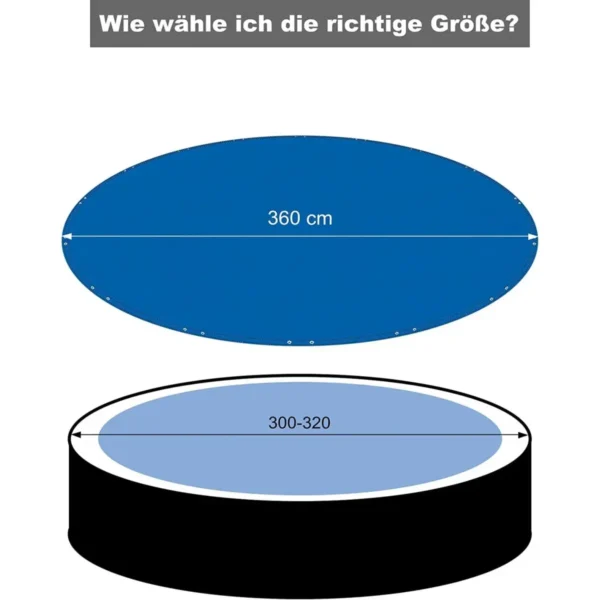 Zwembadzeil Van 200 G/m² PE, Zwembadzeil Met Ogen, Staalkabel, Aluminium Sluiting, Blauw, Φ 360 Cm 3