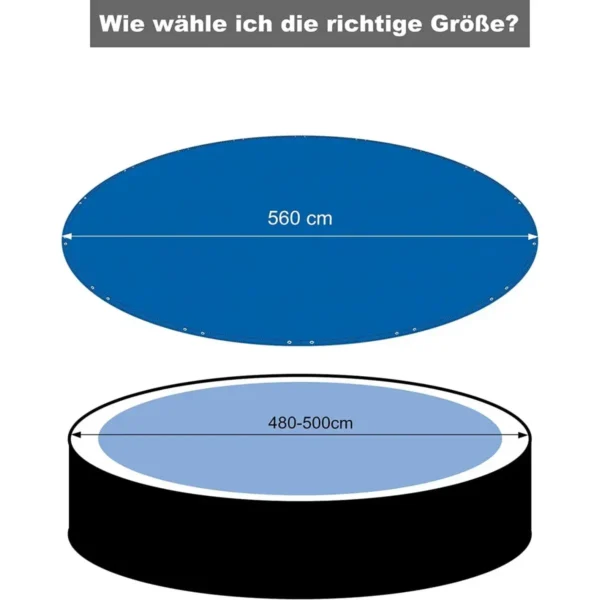 Zwembadzeil Van 200 G/m² PE, Zwembadzeil Met Ogen, Staalkabel, Aluminium Sluiting, Blauw, Φ 560 Cm 3